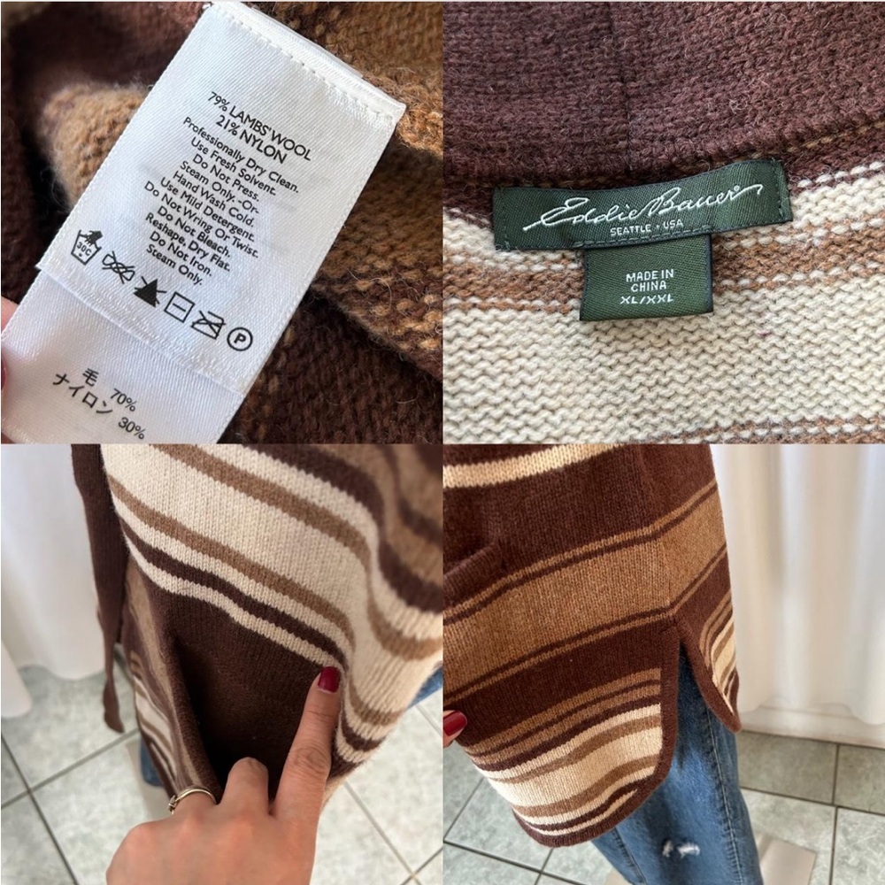 Eddie Bauer cardigan belted, short-sleeve with a shawl collar wool blend -XL/XXL - Picture 6 of 8